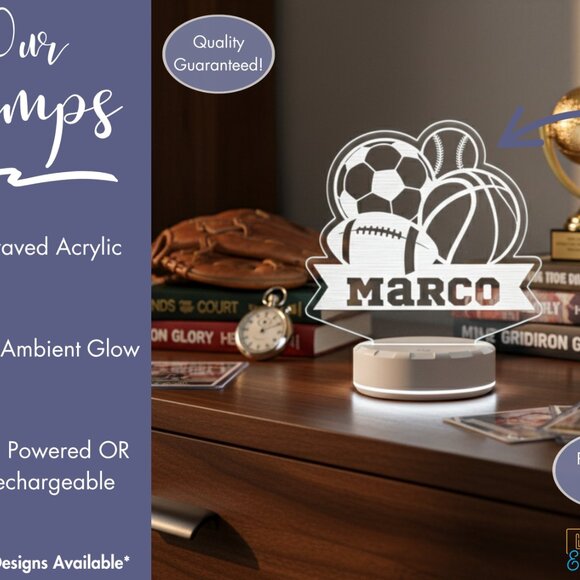 Sports LED Night Light – Personalized Gift Idea - Picture 3 of 8